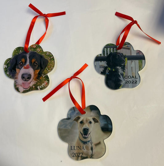 Customizable Pet Paw Holiday Ornaments